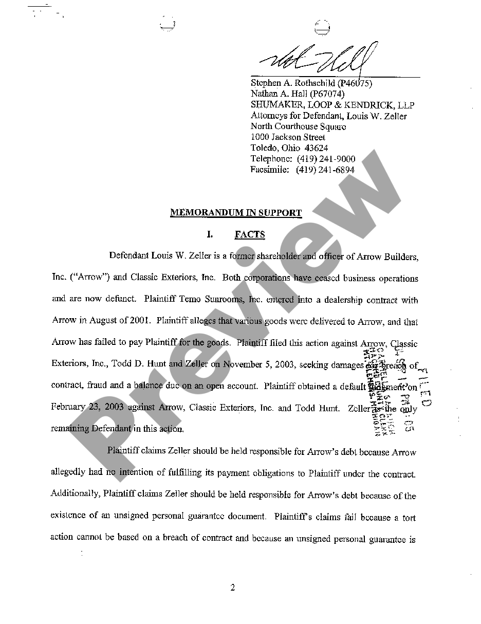 Oakland Michigan Defendant S Motion For Summary Disposition And Memorandum In Support Motion