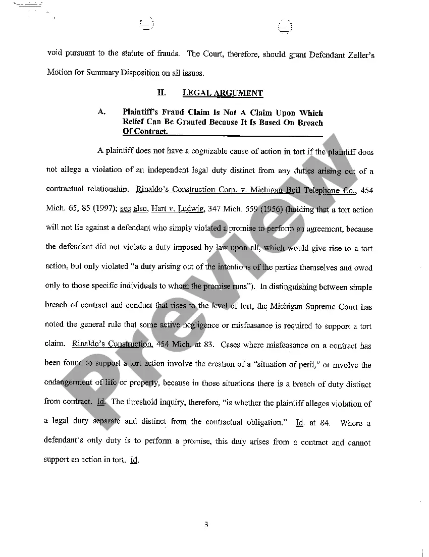 Preview A11 Defendant's Motion for Summary Disposition And Memorandum In Support