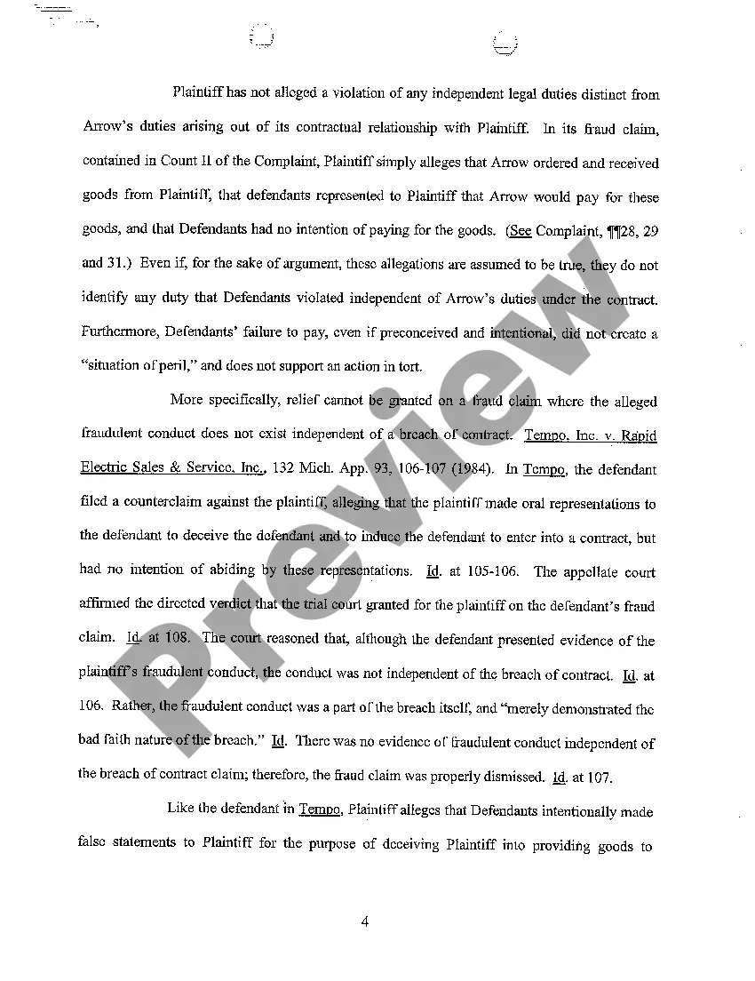 Preview A11 Defendant's Motion for Summary Disposition And Memorandum In Support