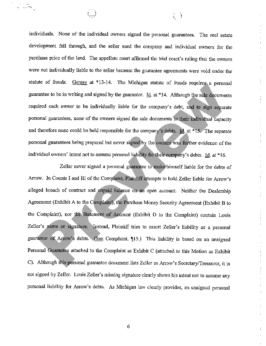Preview A11 Defendant's Motion for Summary Disposition And Memorandum In Support