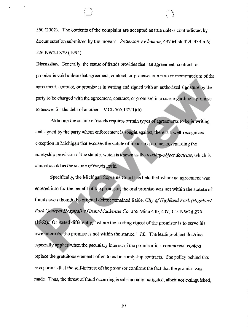 Preview A12 Plaintiff's Response to Defendant Motion for Summary Disposition And Memorandum In Support