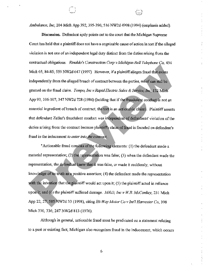 Preview A12 Plaintiff's Response to Defendant Motion for Summary Disposition And Memorandum In Support