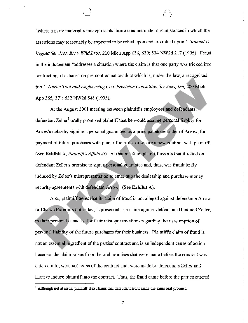 Preview A12 Plaintiff's Response to Defendant Motion for Summary Disposition And Memorandum In Support