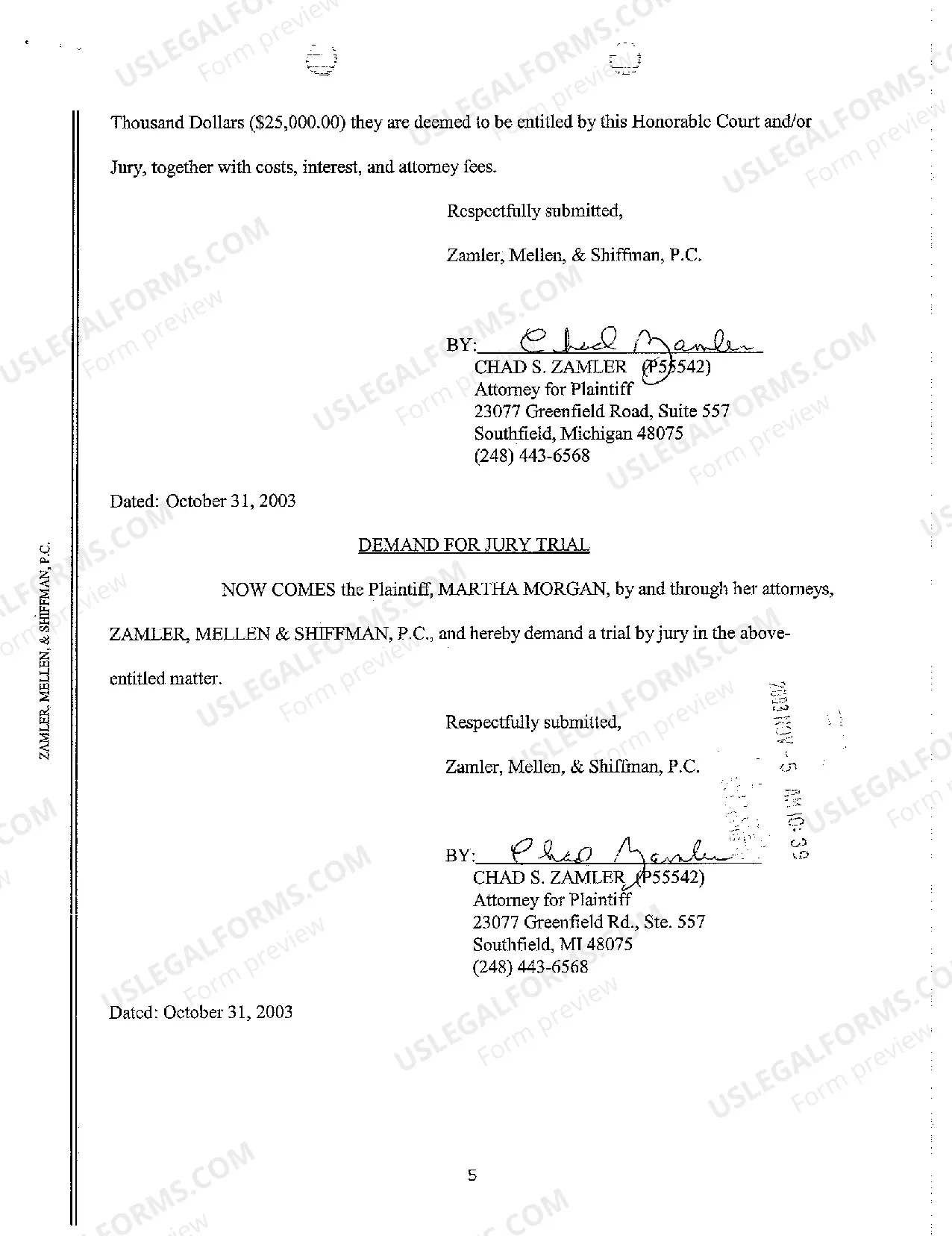 Preview A01 Complaint And Demand for Jury Trial regarding Fall Off Handrail at Mall