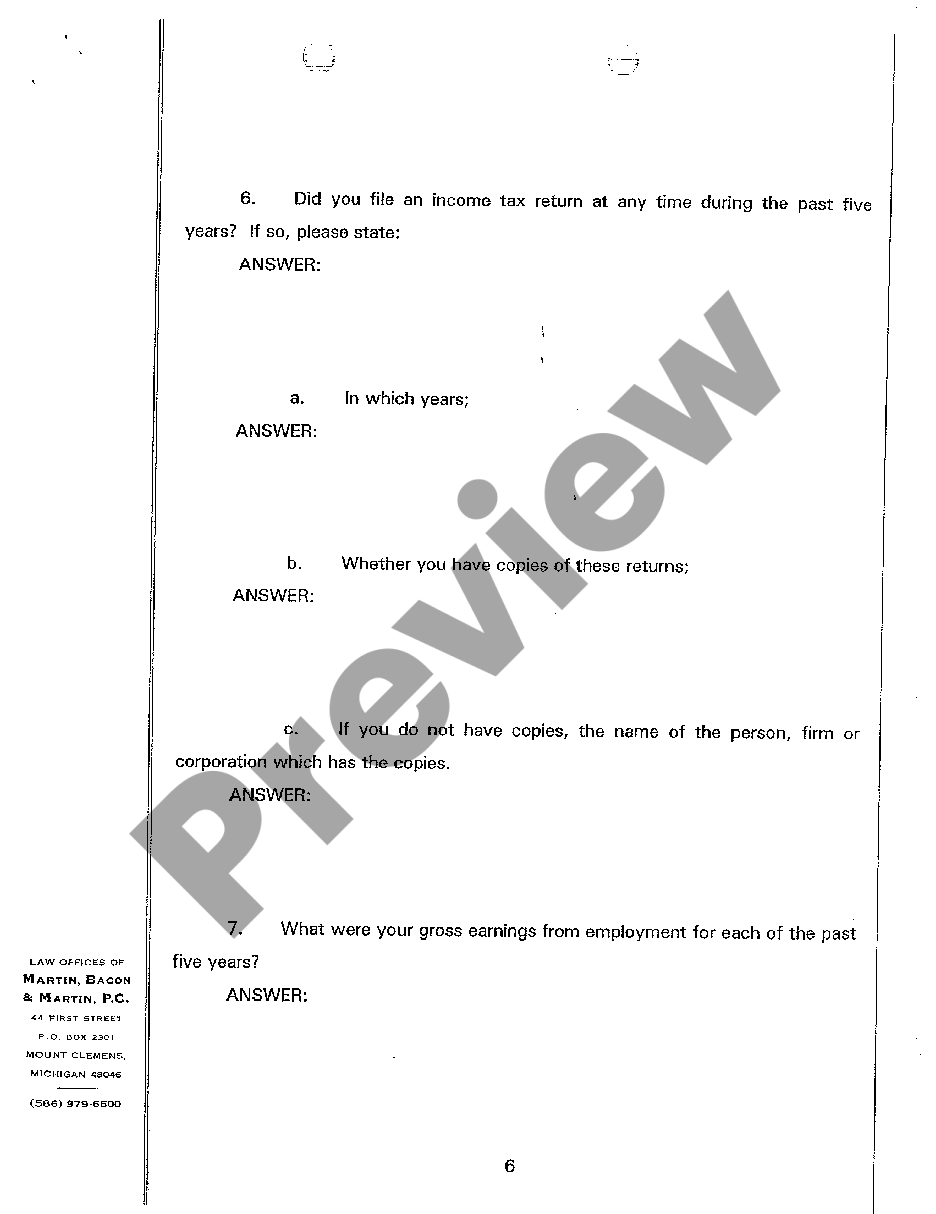Michigan defendant s interrogatories to plaintiff sample