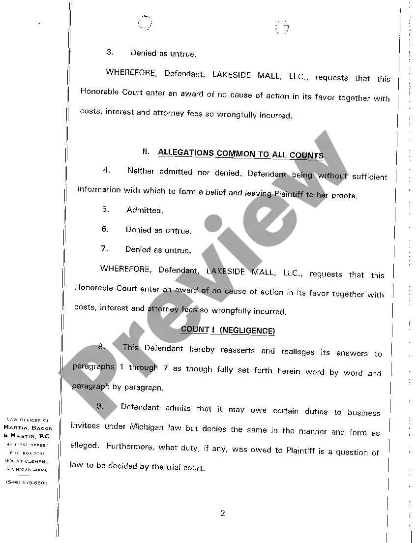 Preview A05 Answer of Defendant LLC to Plaintiff's Complaint And Demand for Jury Trial