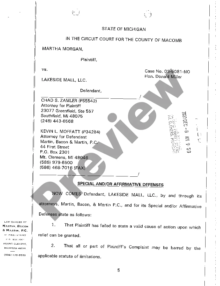 Preview A05 Answer of Defendant LLC to Plaintiff's Complaint And Demand for Jury Trial