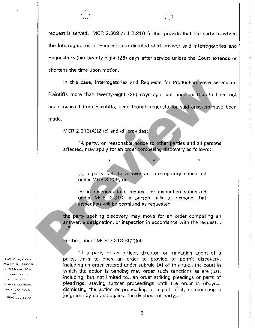 Get A07 Brief In Support of Defendant's Motion to Dismiss for Failure to Answer Interrogatories Or Other Appropriate Relief Preview A07 Brief In Support of Defendant's Motion to Dismiss for Failure to Answer Interrogatories Or Other Appropriate Relief