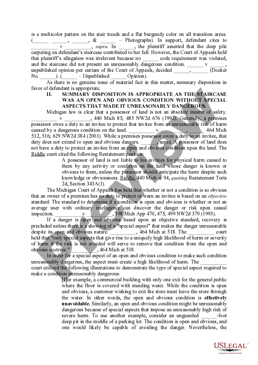 Preview Brief in Support of Defendant's Motion for Summary Disposition