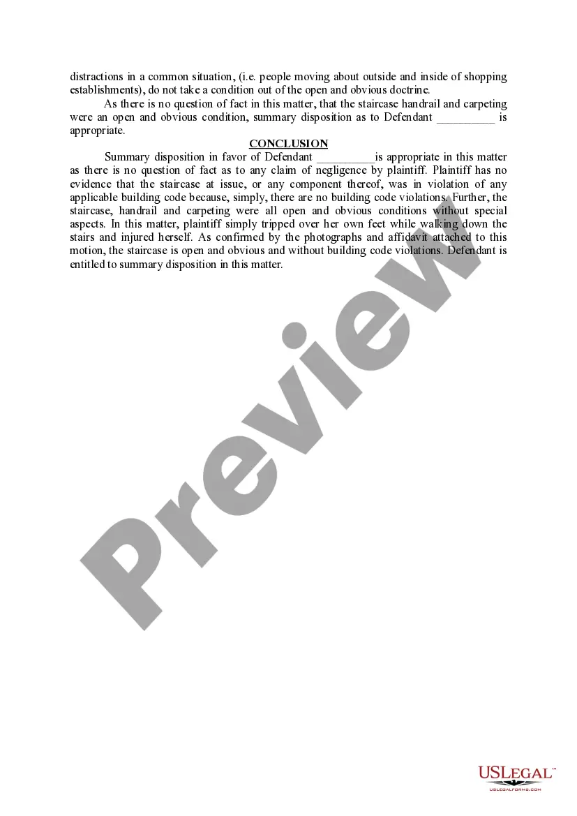 Preview Brief in Support of Defendant's Motion for Summary Disposition