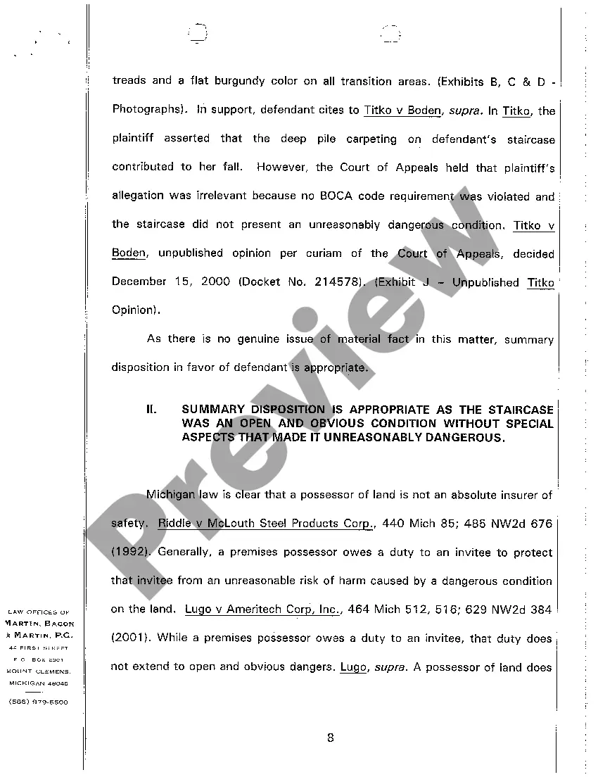 Get A09 Brief In Support of Defendant's Motion for Summary Disposition Preview A09 Brief In Support of Defendant's Motion for Summary Disposition