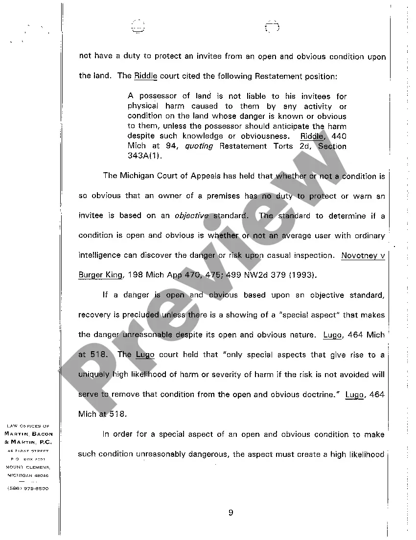 Get A09 Brief In Support of Defendant's Motion for Summary Disposition Preview A09 Brief In Support of Defendant's Motion for Summary Disposition