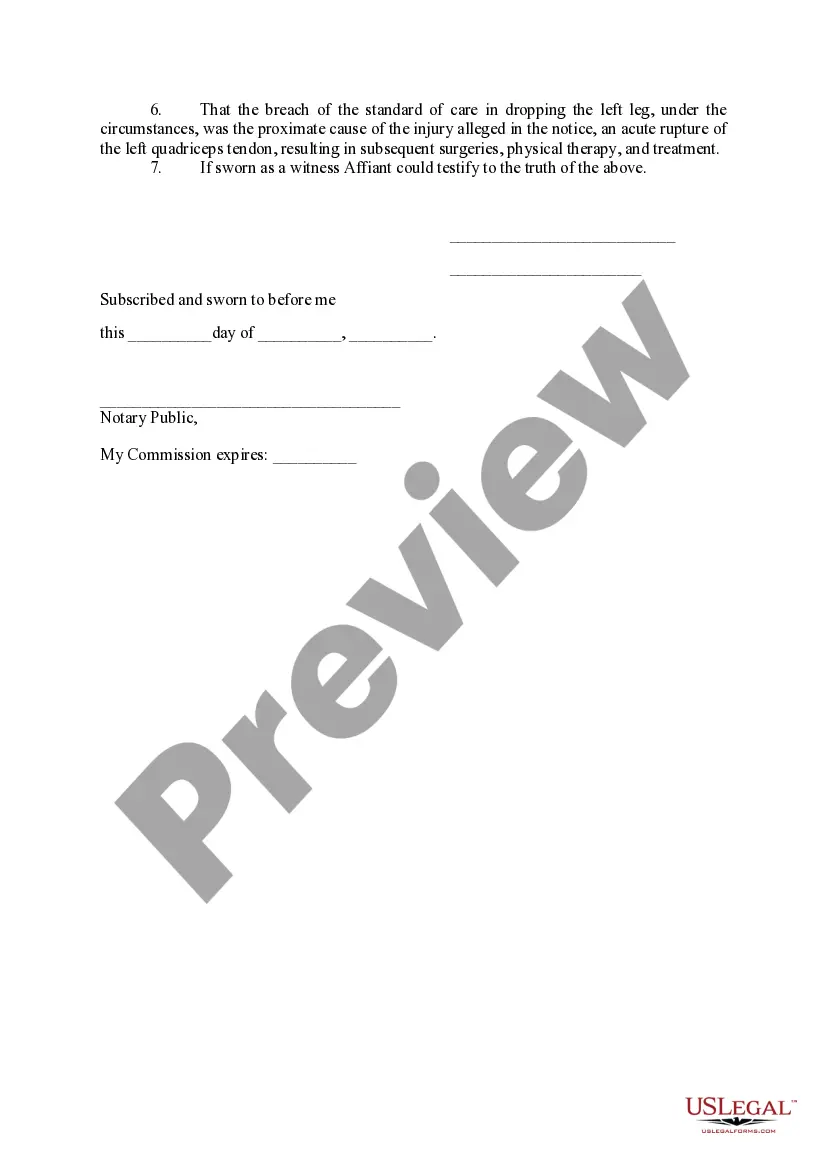 Preview Affidavit of Merit with Respect to Proximate Causation