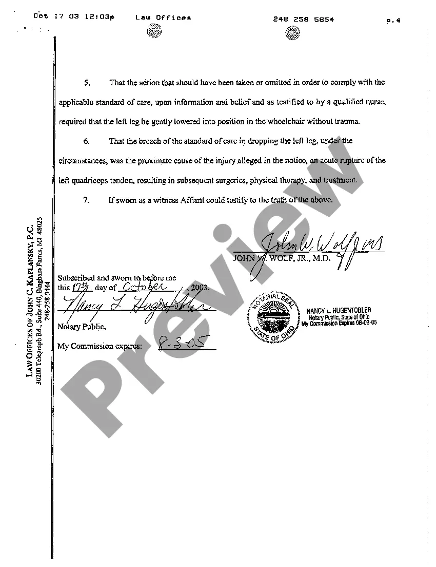 Preview A02 Affidavit of Merit With Respect to Proximate Causation