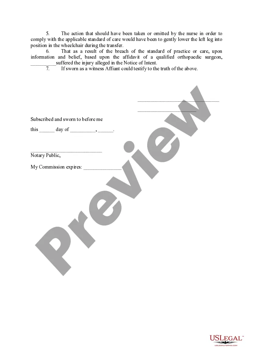 Preview Affidavit of Merit By Independent R.N.