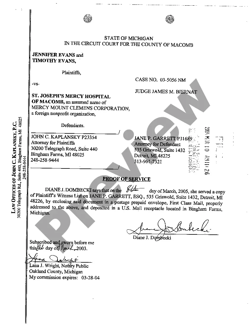 Preview A05 Proof of Service