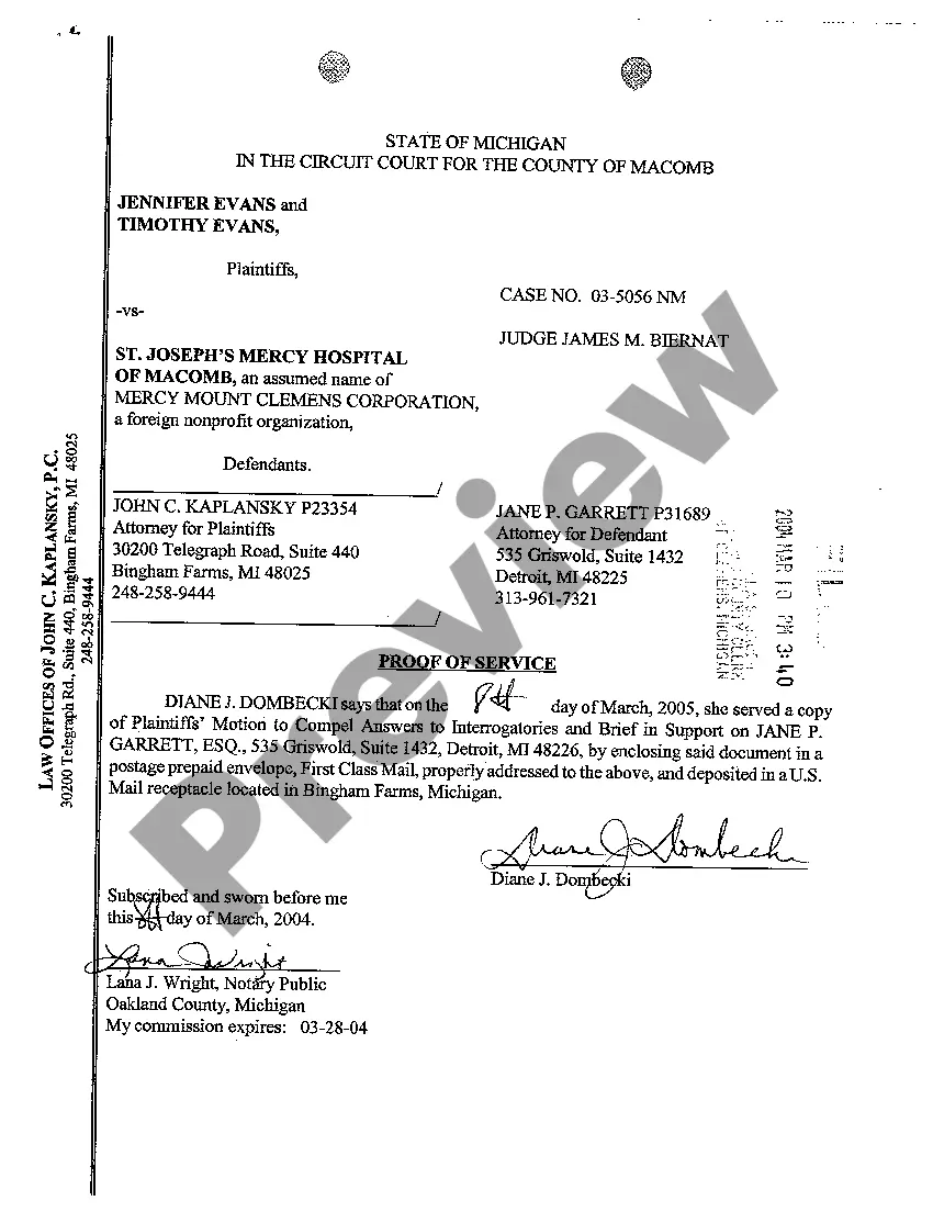 Preview A05 Proof of Service