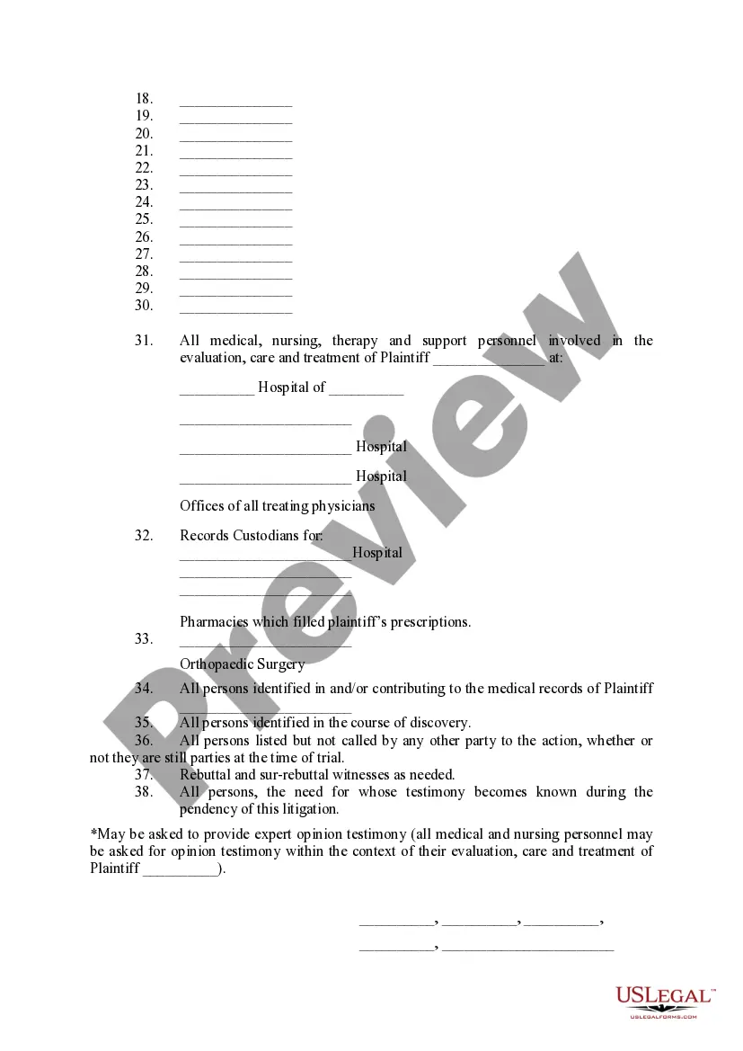 Preview Defendants' Witness List