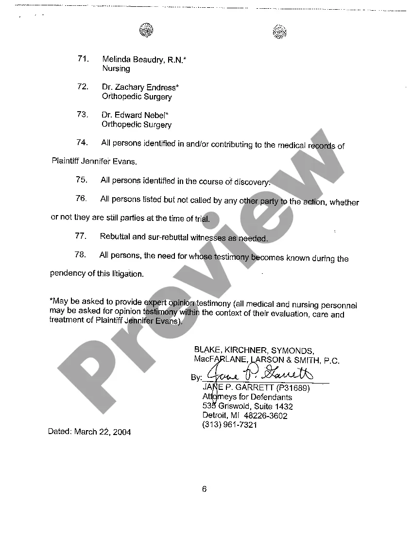 Get A11 Defendants' Witness List Preview A11 Defendants' Witness List