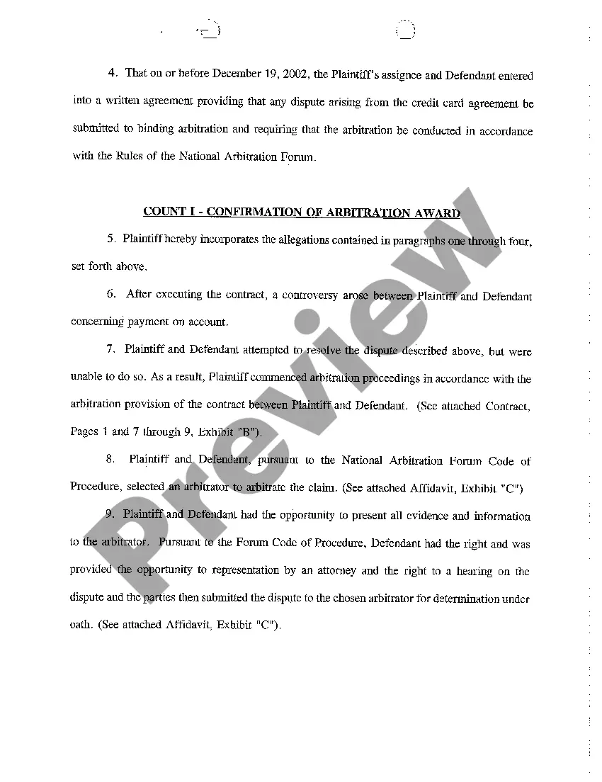 Preview A01 Verified Complaint to Confirm Arbitration Award