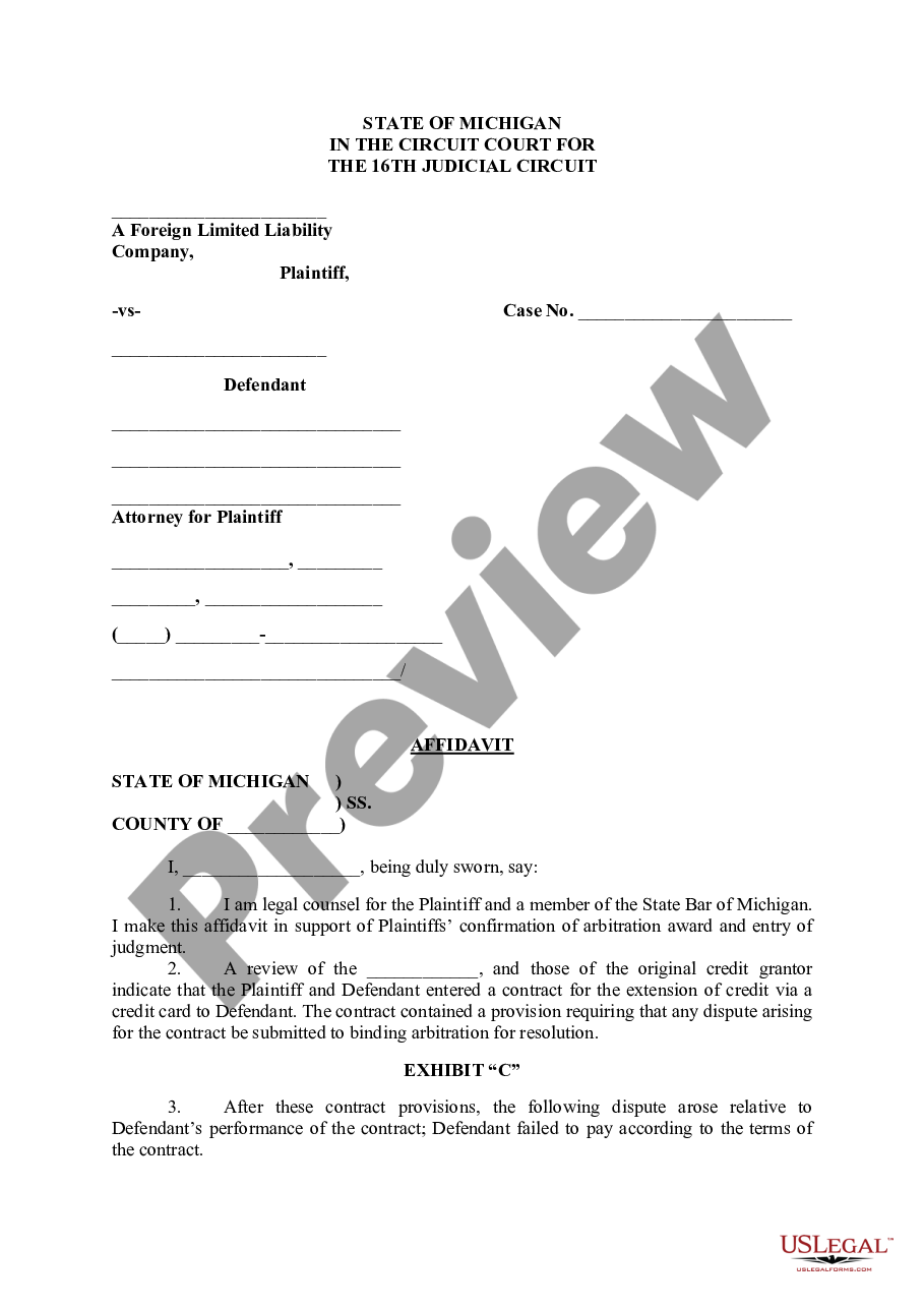 Michigan Affidavit Michigan Affidavit Us Legal Forms 0606