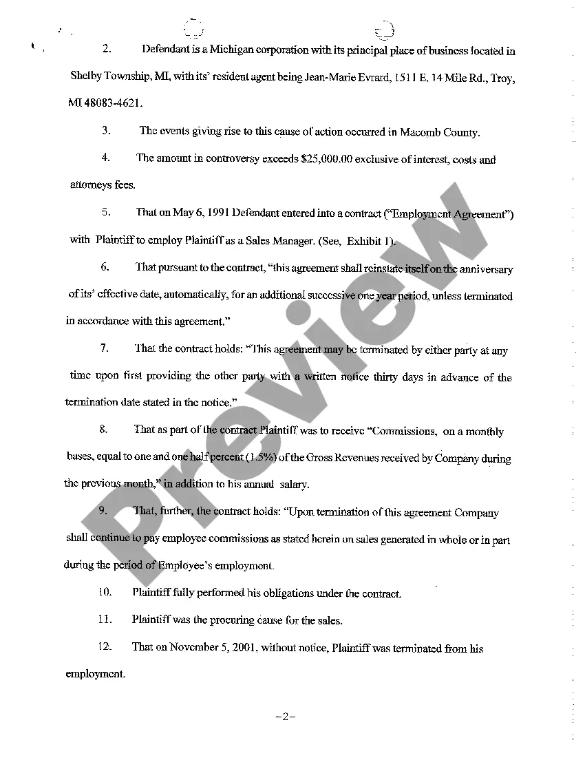 Preview A01 Complaint regarding Employment Contract and Termination