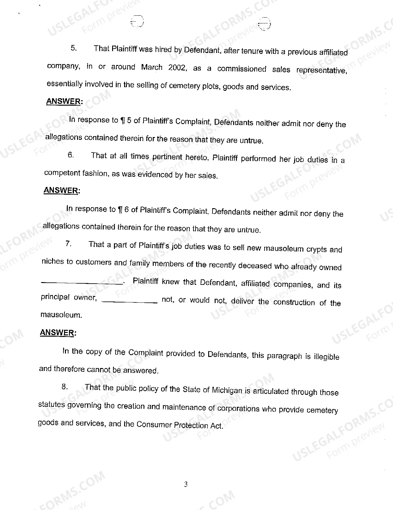 Preview A02 Answer to Complaint Reliance Upon Jury Demand And Affirmative Defenses