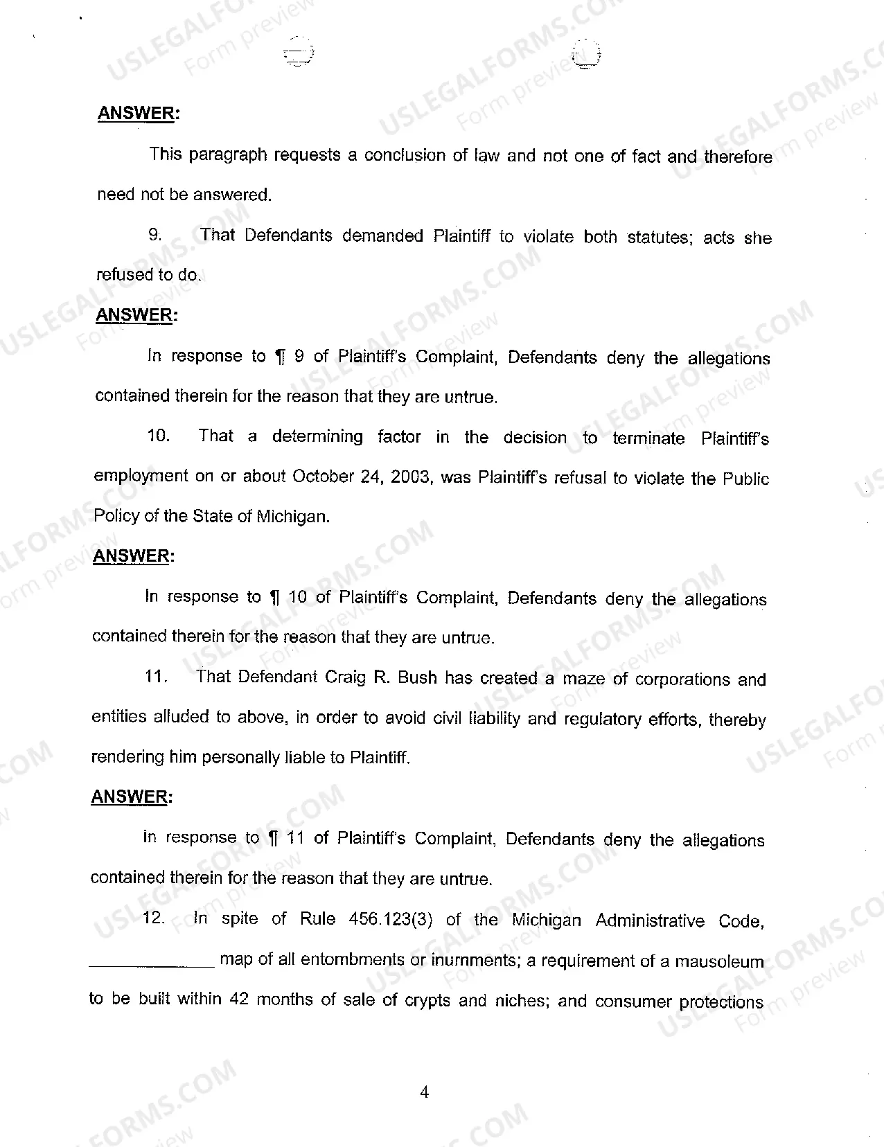 Preview A02 Answer to Complaint Reliance Upon Jury Demand And Affirmative Defenses