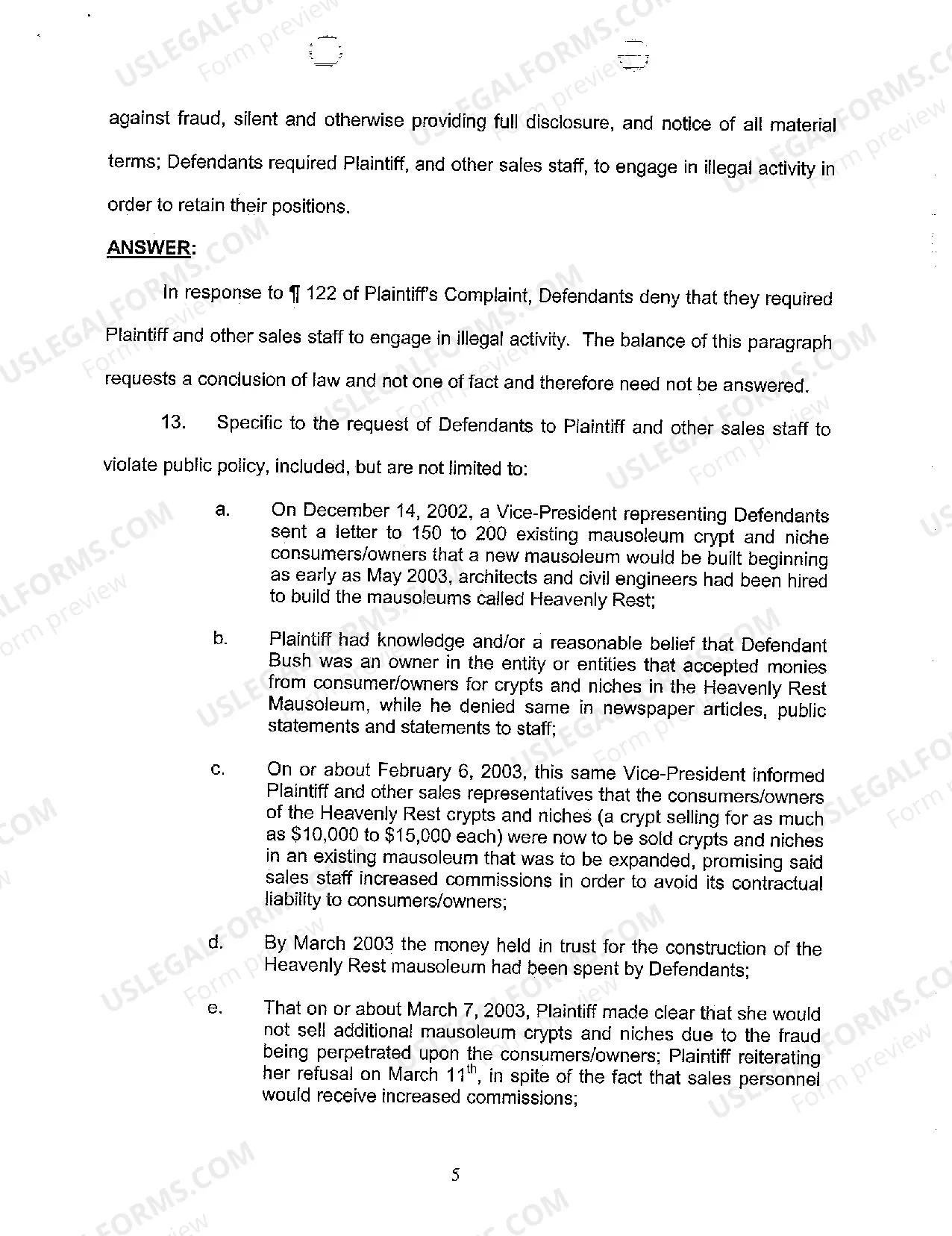 Preview A02 Answer to Complaint Reliance Upon Jury Demand And Affirmative Defenses