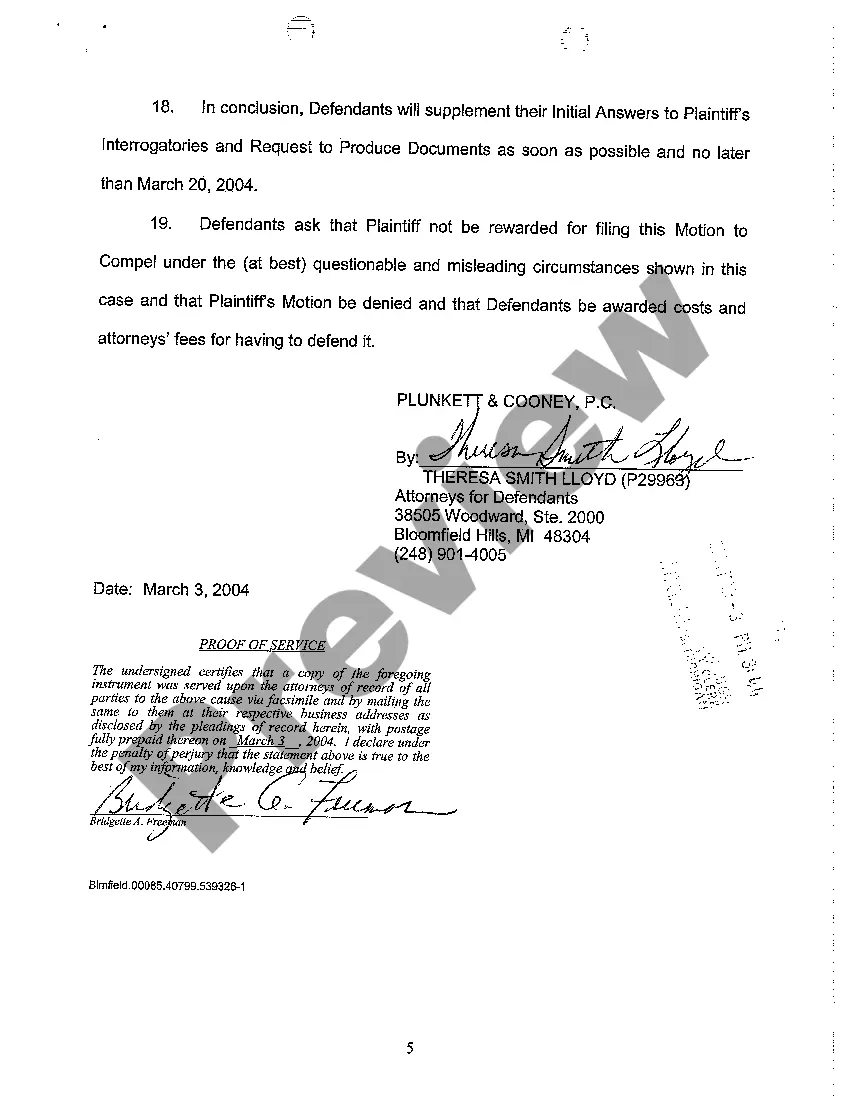 Preview A06 Defendants' Answer to Plaintiff's Motion to Compel Discovery