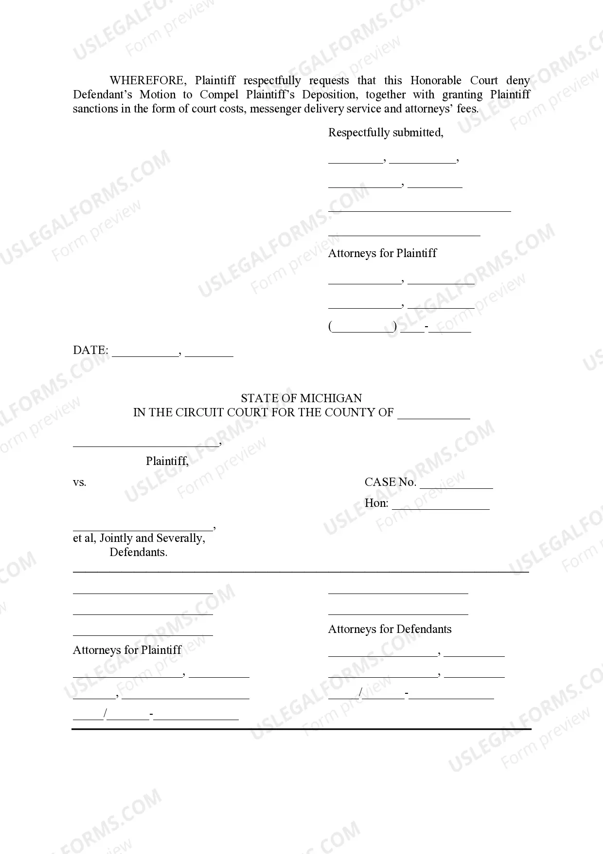 Preview Plaintiff's Response to Defendant's Motion to Compel Attendance at