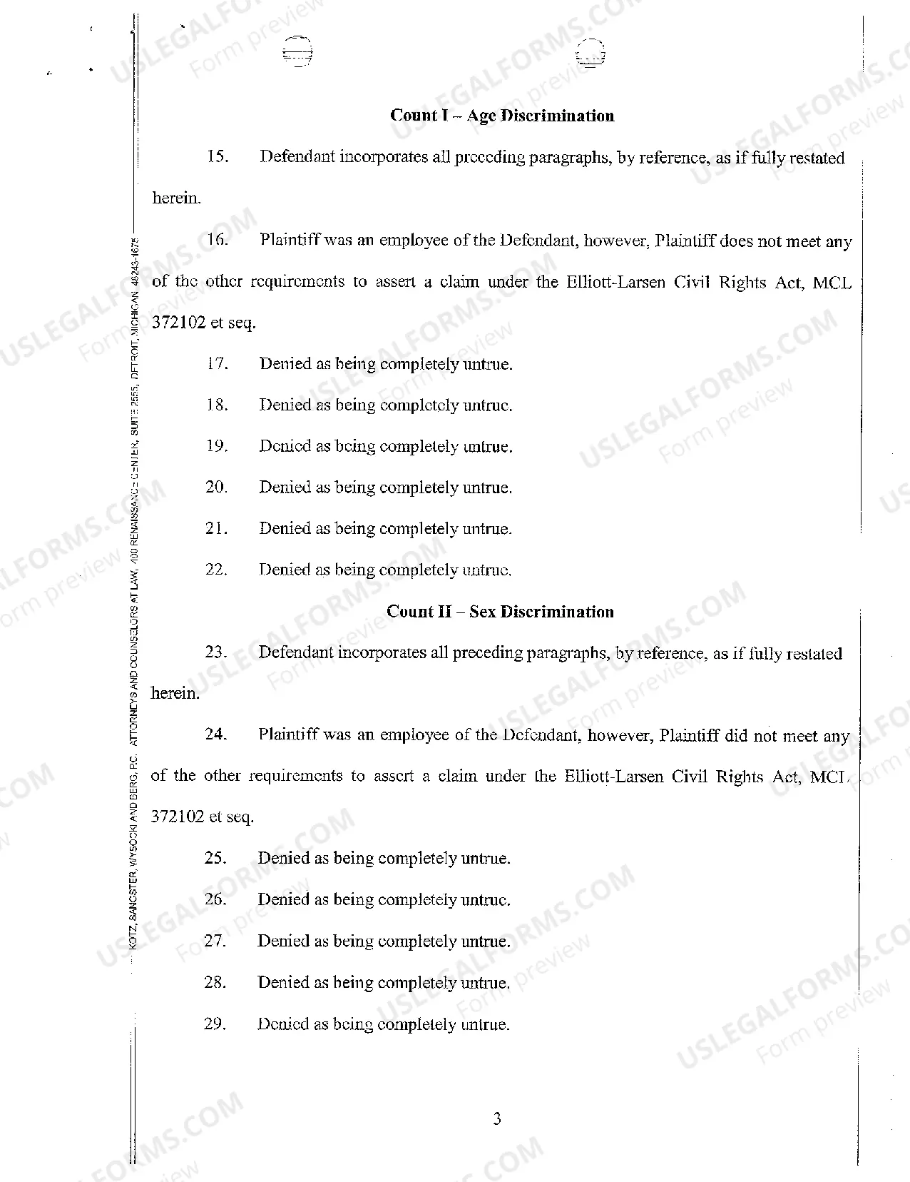 Preview A03 Defendant's Answer to Complaint