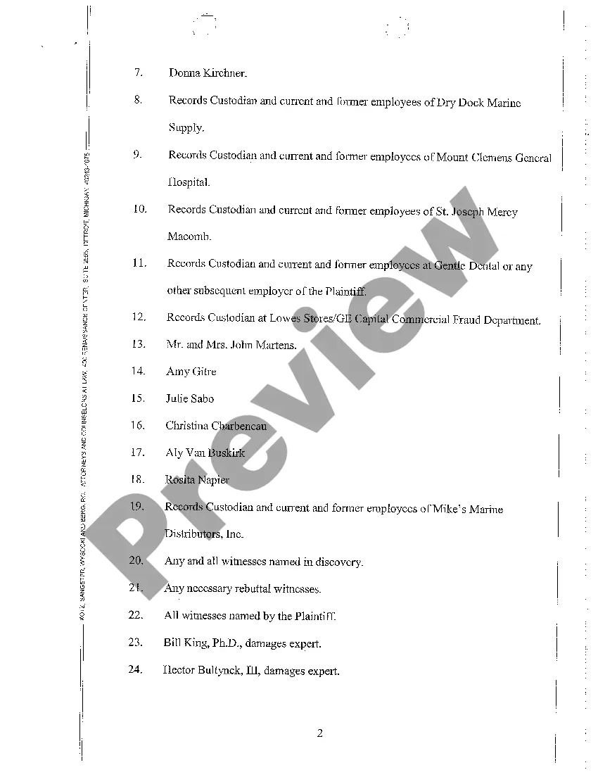 Preview A06 Defendant's Witness List