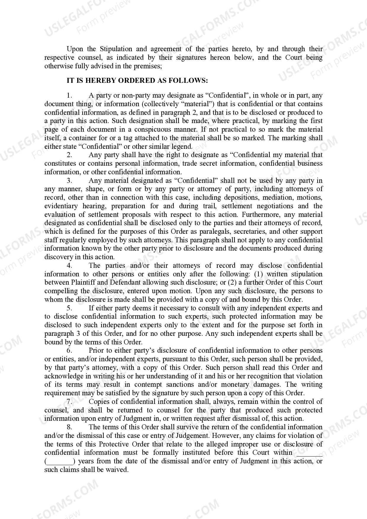 Preview Stipulated Protective Order