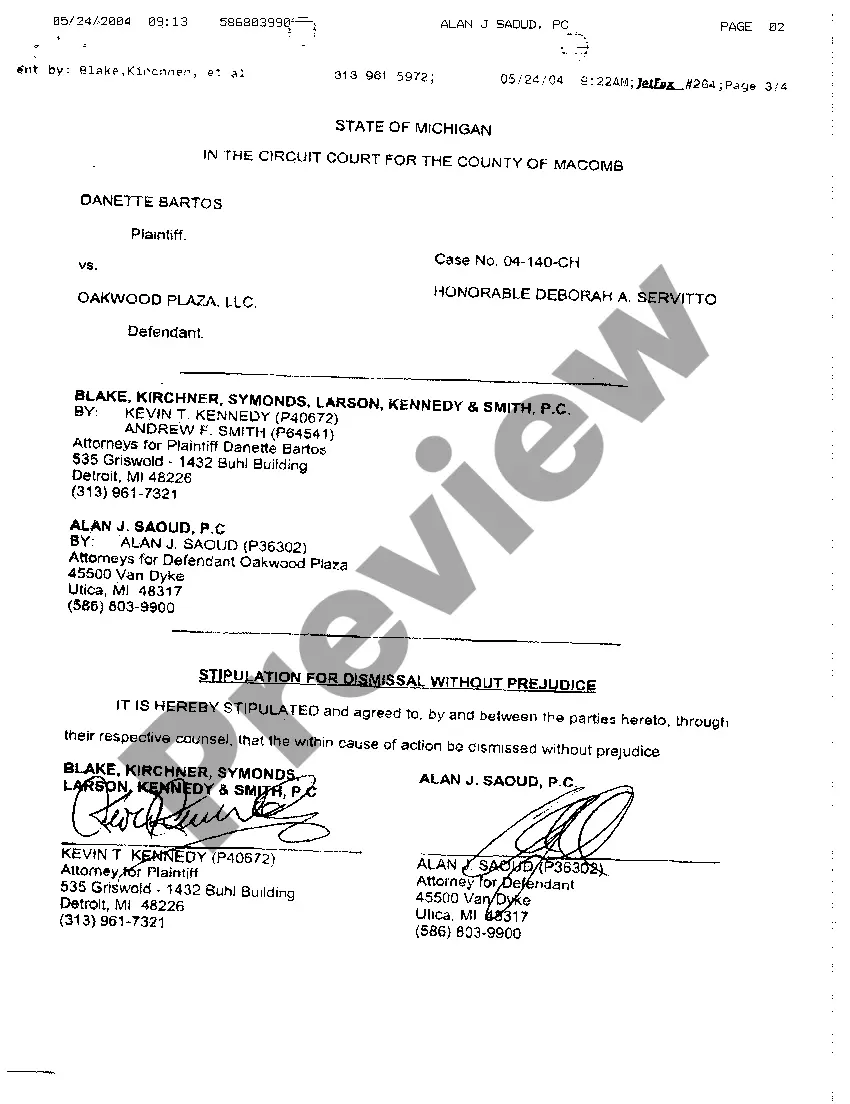 Preview A02 Stipulation for Dismissal Without Prejudice