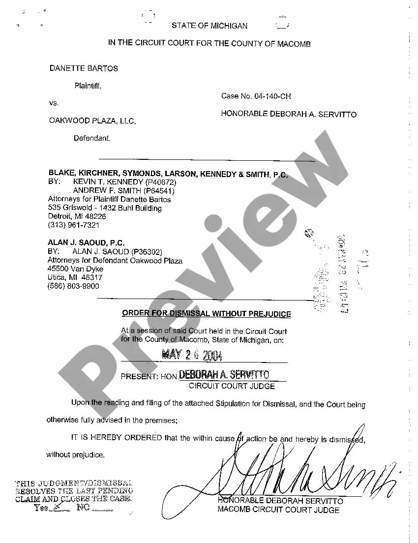 Preview A02 Stipulation for Dismissal Without Prejudice