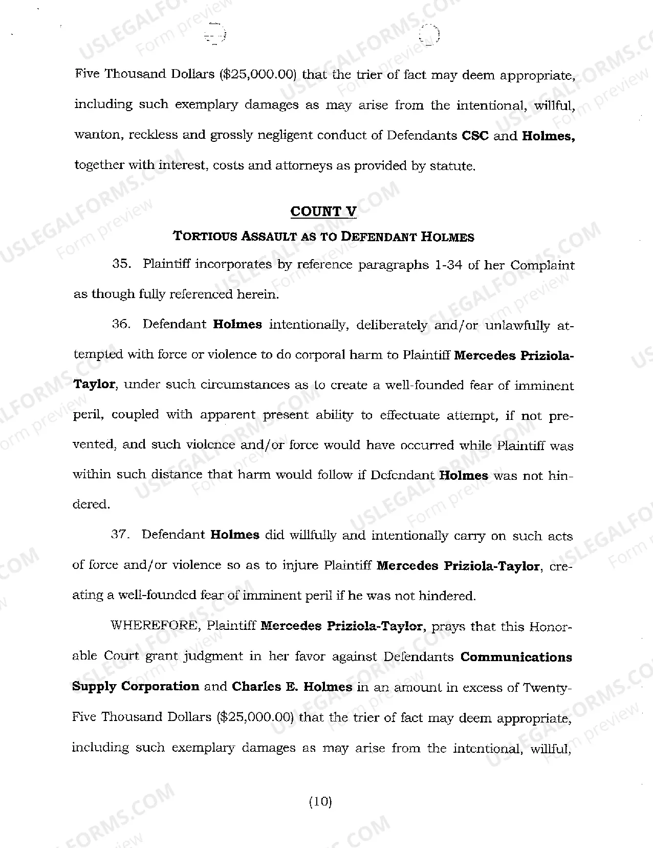 Preview A01 Complaint And Jury Demand regarding Sexual Harassment Allegations