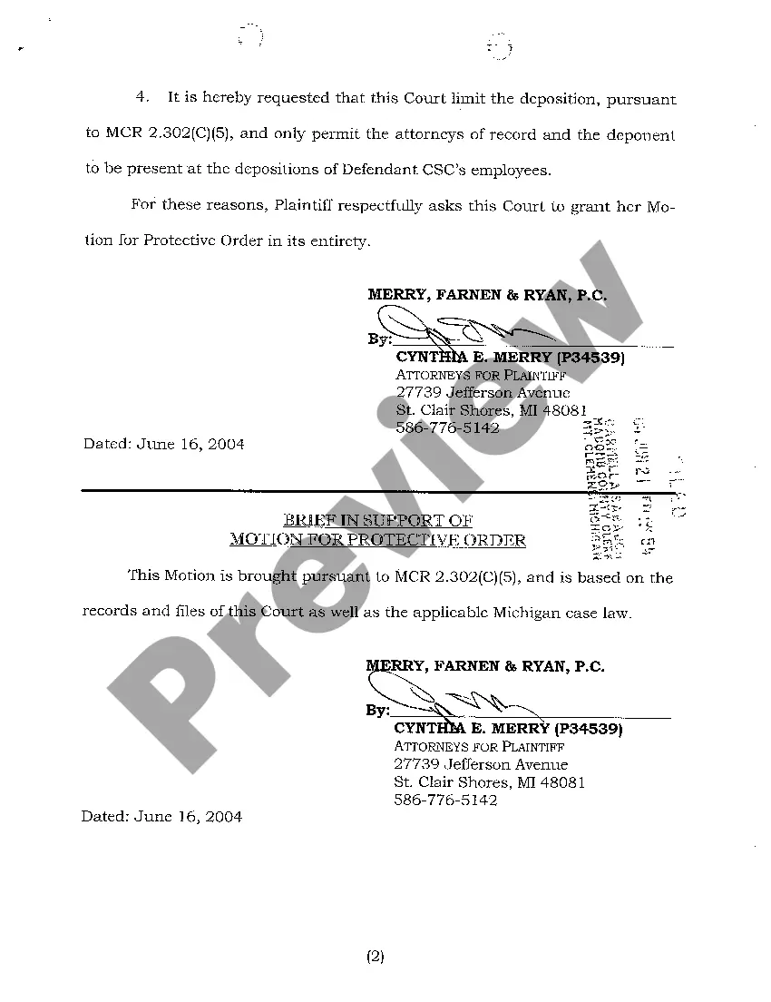 Preview A07 Motion for Protective Order regarding Discovery