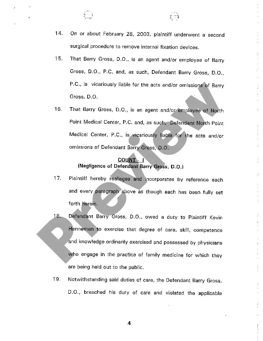 Preview A01 Complaint And Demand for Jury Trial and Affidavit of Merit regarding Medical Malpractice Allegations for Treatment of Wrist and Hand