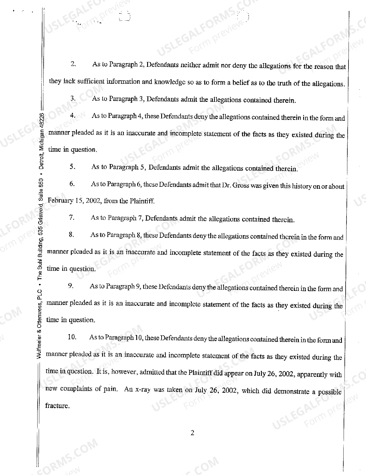 Preview A02 Defendants' Answer to Plaintiff's Complaint