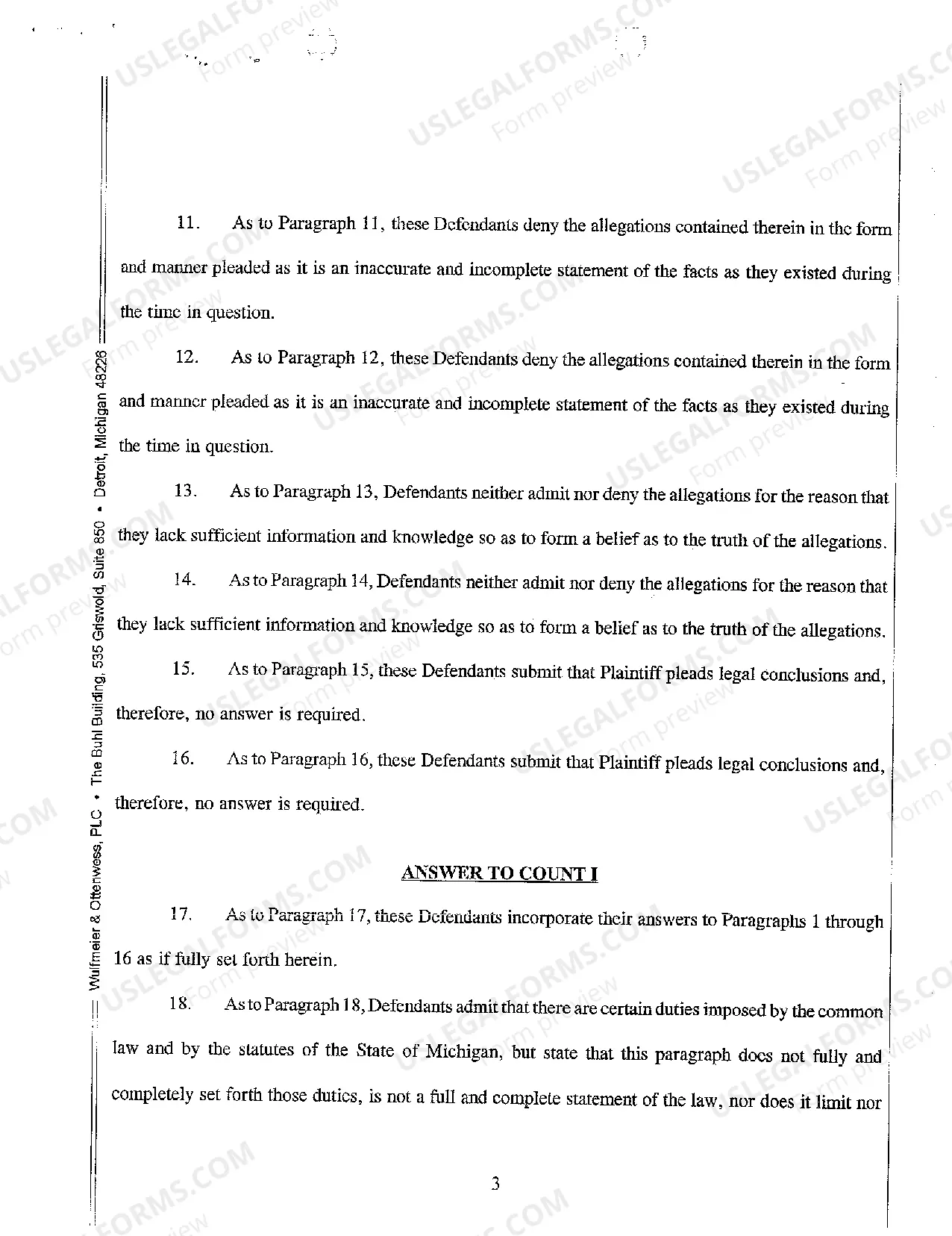 Preview A02 Defendants' Answer to Plaintiff's Complaint