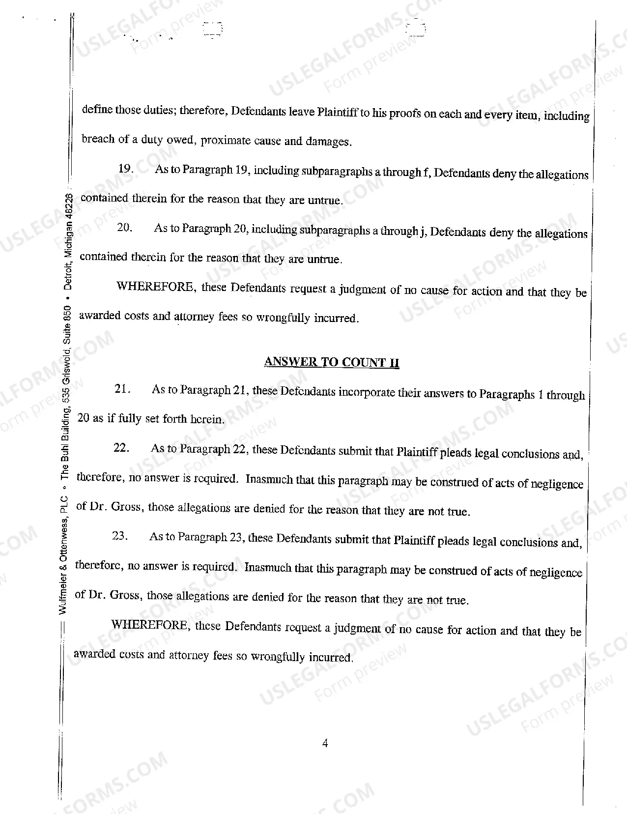 Preview A02 Defendants' Answer to Plaintiff's Complaint