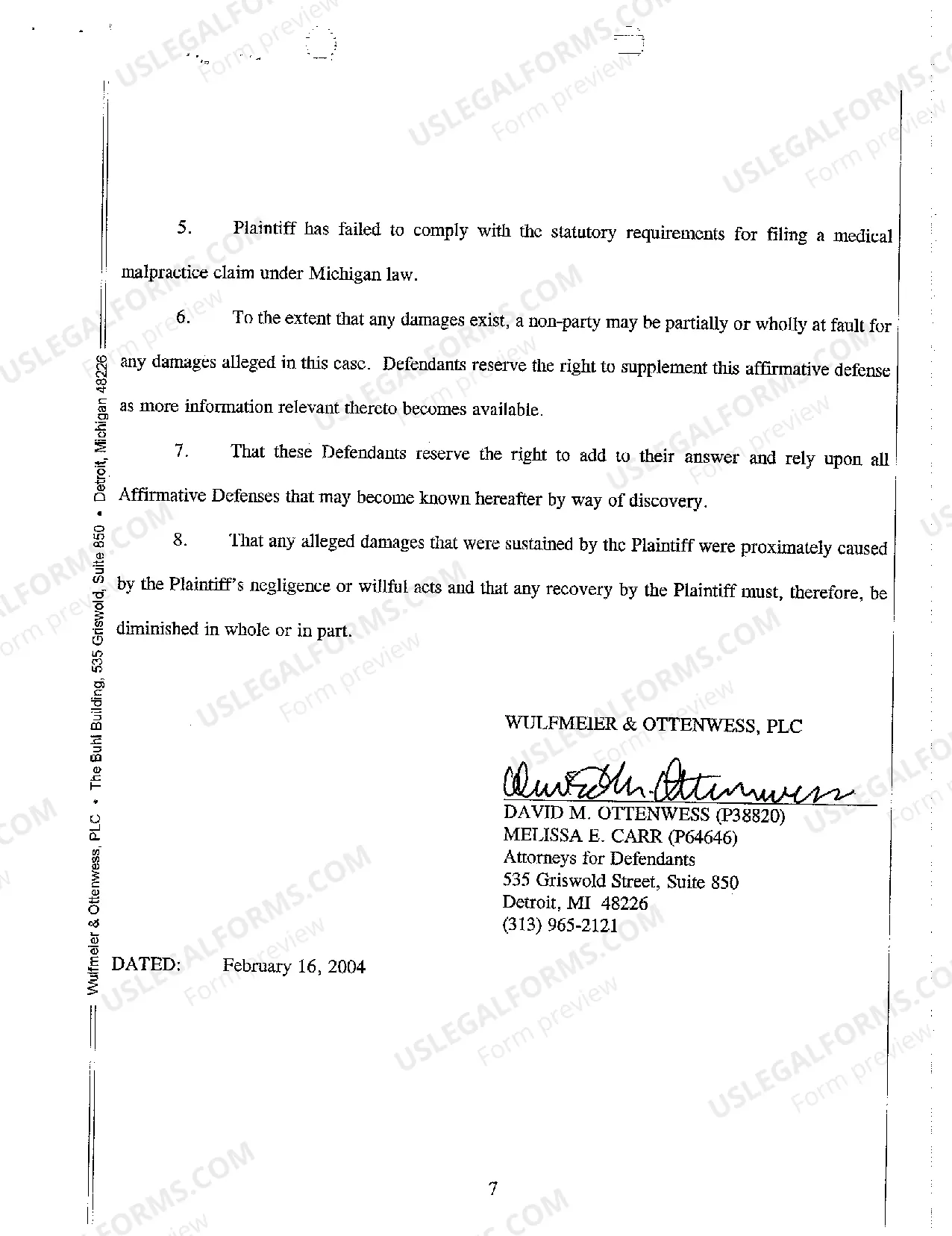 Preview A02 Defendants' Answer to Plaintiff's Complaint