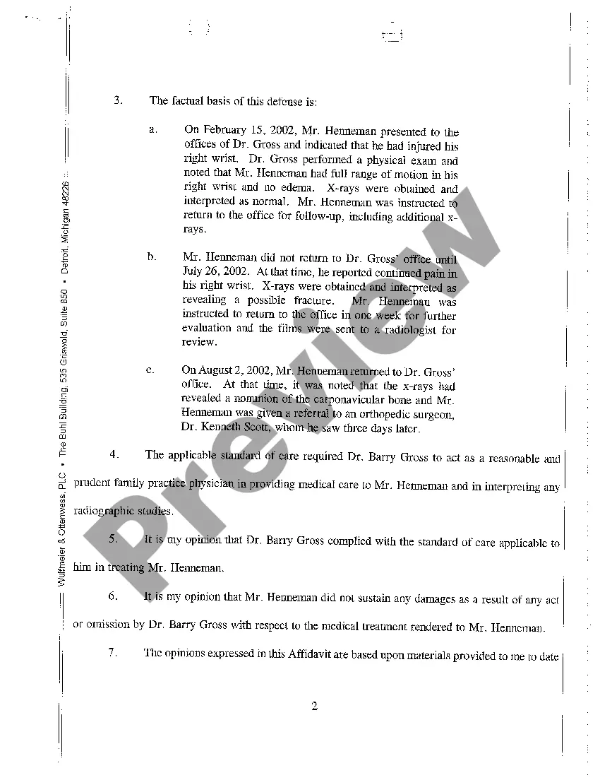 Preview A03 Affidavit of Meritorious Defense On Behalf of Defendants