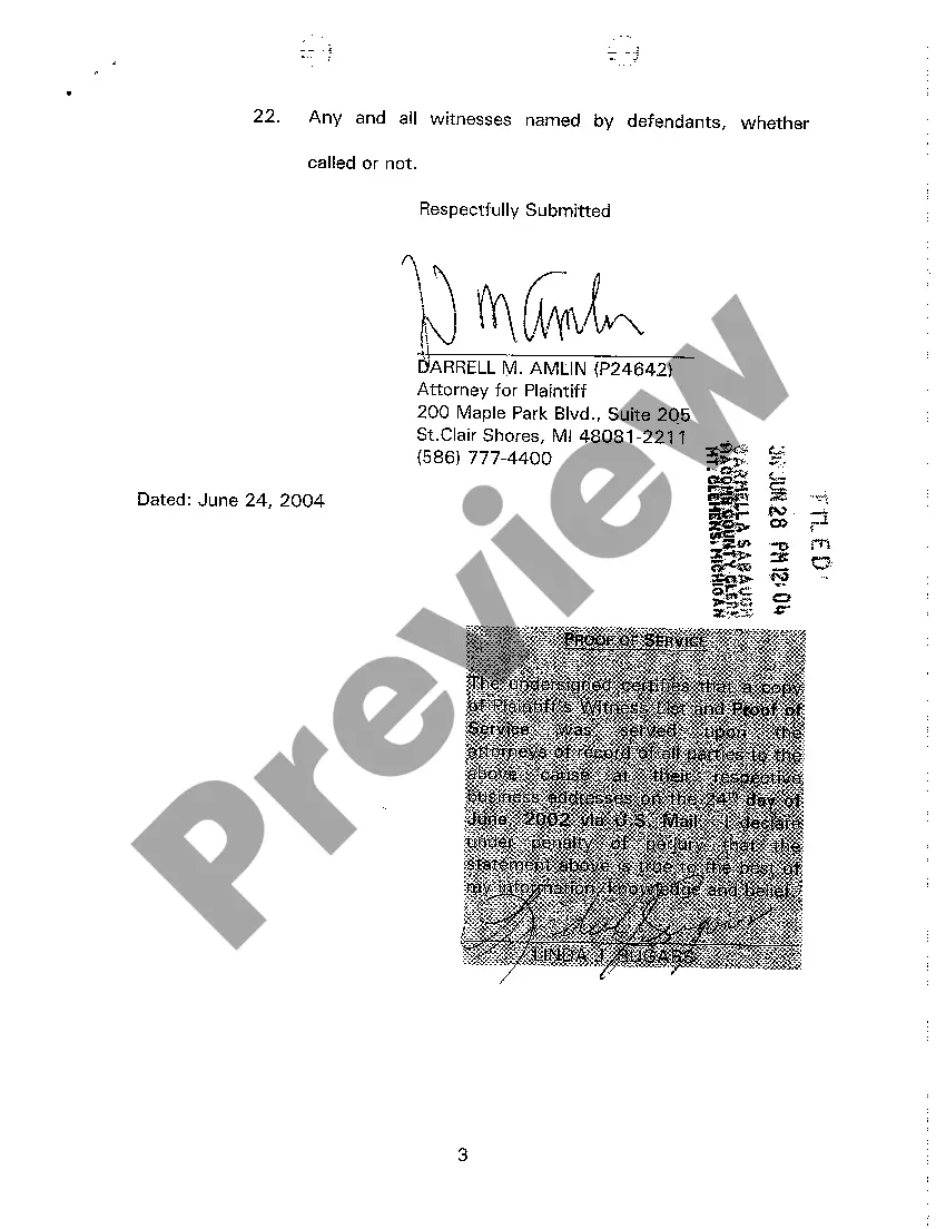 Preview A04 Plaintiff's Preliminary Witness List