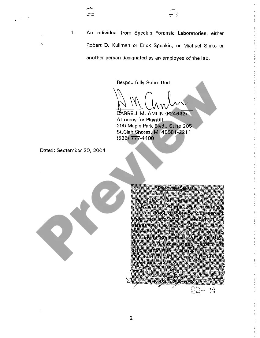 Get A07 Plaintiff's Supplemental Witness List Preview A07 Plaintiff's Supplemental Witness List