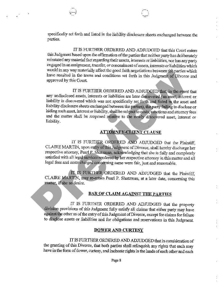 Preview A04 Judgment of Divorce