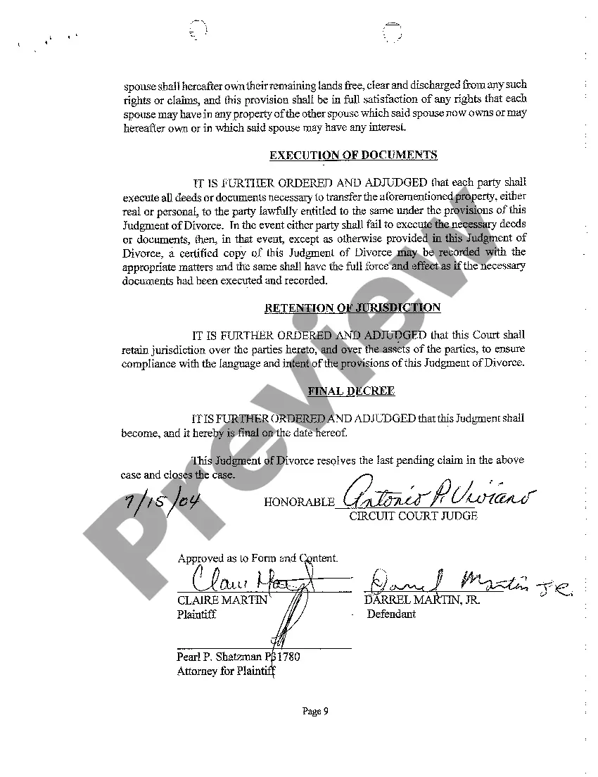 Preview A04 Judgment of Divorce