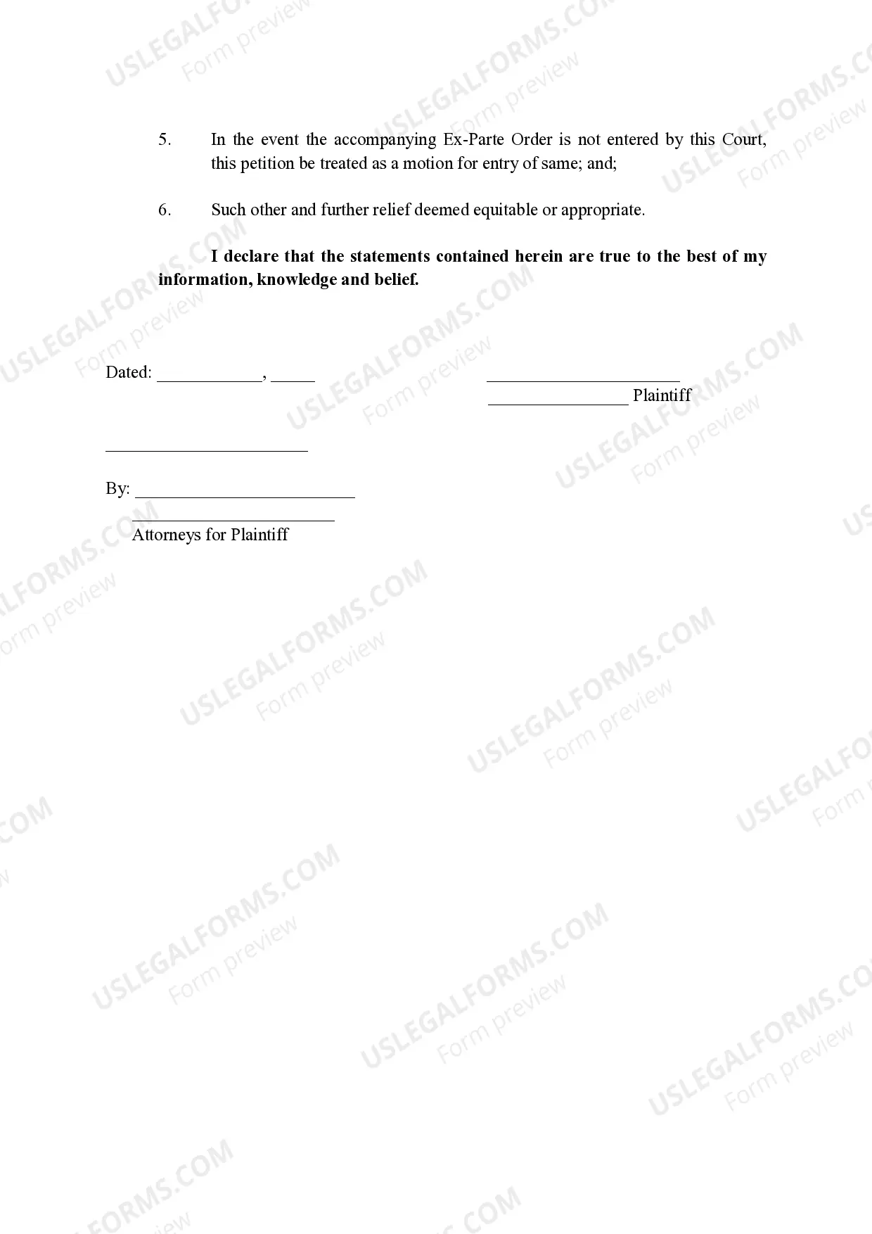 Preview Complaint for Divorce