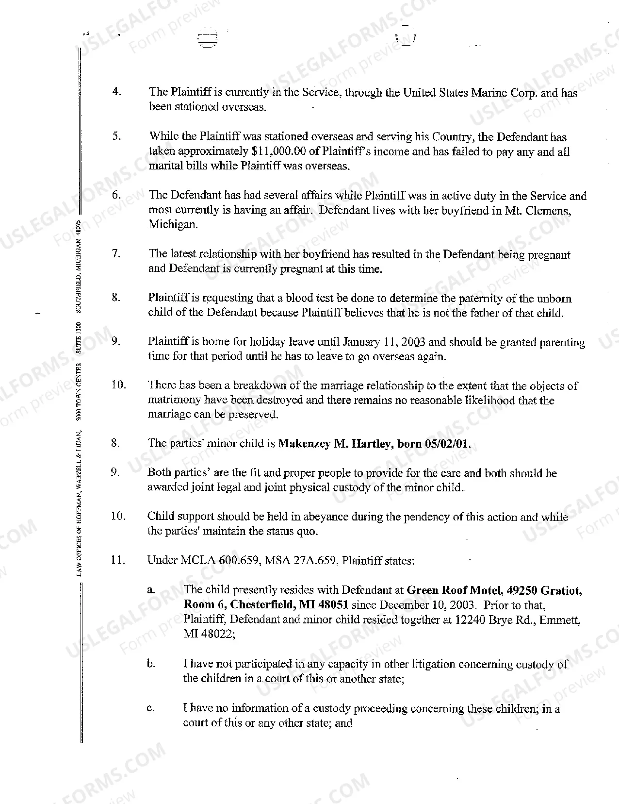 Preview A01 Complaint for Divorce